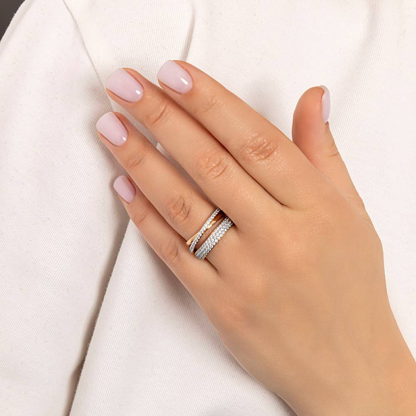 Золотое кольцо Синергия с фианитами (арт. 140428) – изображение 2