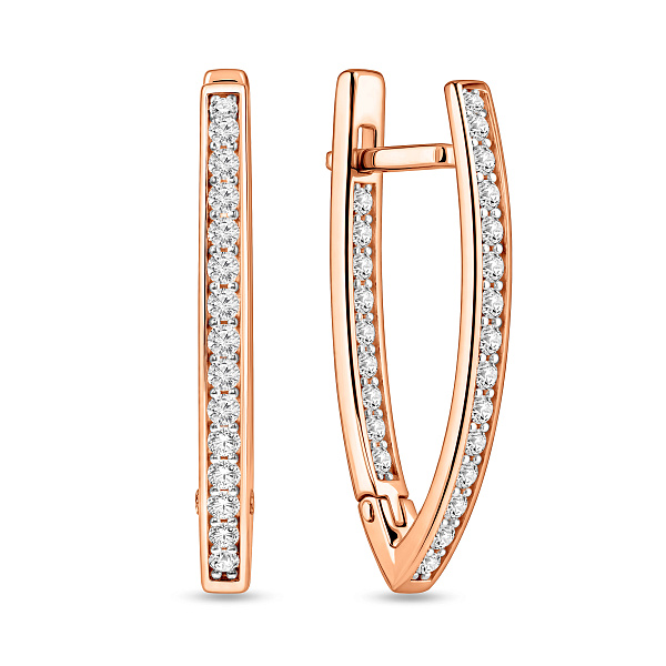 Сережки з червоного золота з фіанітами (арт. 110684) – зображення 1