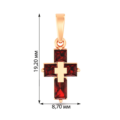 Хрестик з червоного золота з фіанітами (арт. 440895к)