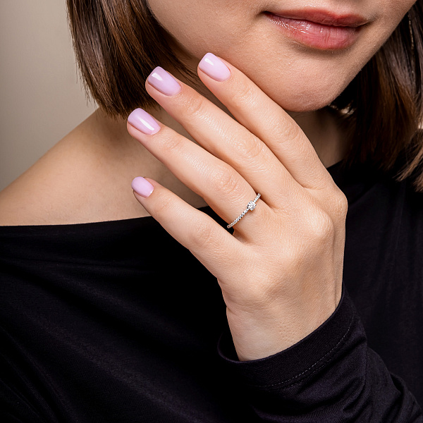 Помолвочное золотое кольцо с бриллиантами (арт. К341437030б) – изображение 4