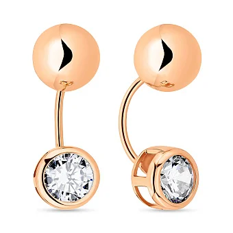 Сережки-джекети з червоного золота (арт. 109082)