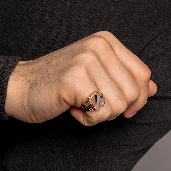 Печатка из красного и белого золота (арт. 180549кб) – изображение 3