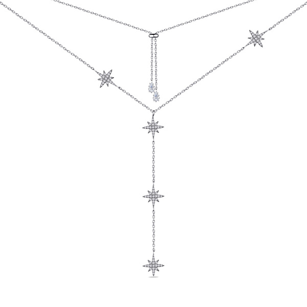 Колье серебряное "Звездочки" с фианитами (арт. 7507/1267) – изображение 2