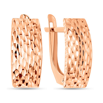 Фото Сережки з червоного золота з алмазною гранню (арт. 121601)