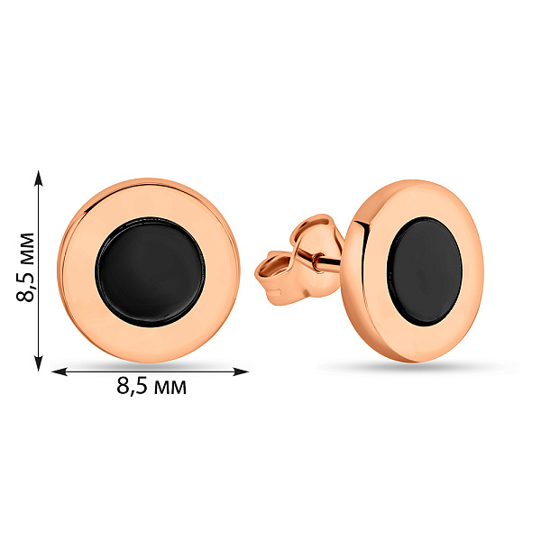 Сережки з червоного золота з оніксом (арт. 106405о) – зображення 2