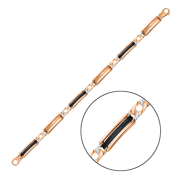 Чоловічий браслет з червоного золота з оніксом (арт. 324834кбом) – зображення 1