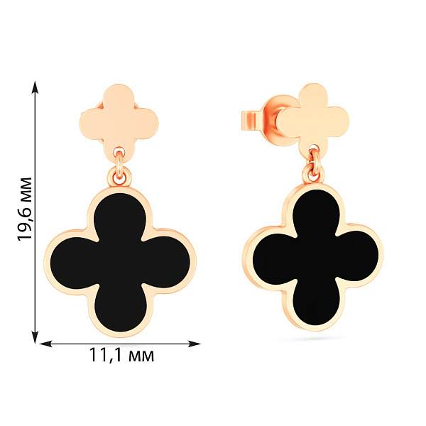 Пусети з червоного золота з емаллю (арт. 111207еч) – зображення 2