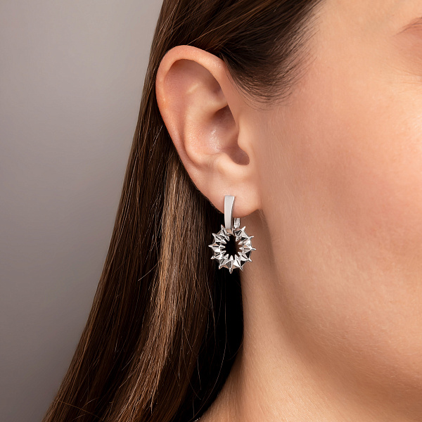 Серьги из белого золота (арт. 1091391/15б) – изображение 2