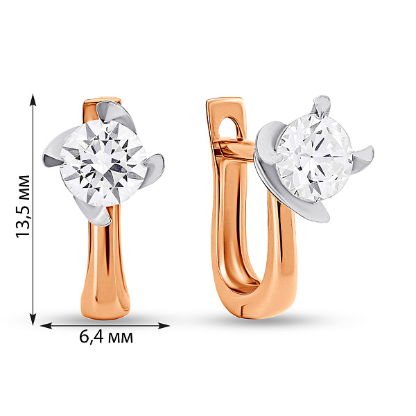 Сережки з червоного золота з фіанітами (арт. 103737) – зображення 2