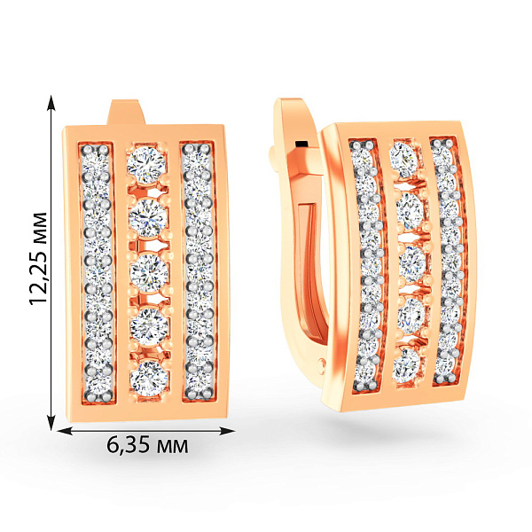 Серьги из красного золота с фианитами (арт. 110984) – изображение 3