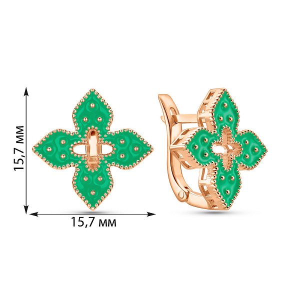 Золотые серьги Клевер с эмалью (арт. 1091580/15ез) – изображение 5