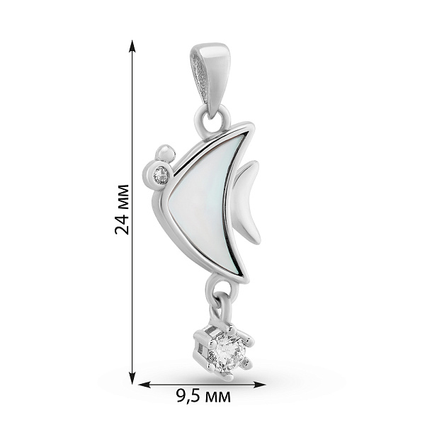 Серебряный подвес Рыбка с перламутром и фианитами (арт. 7503/4426п) – изображение 2