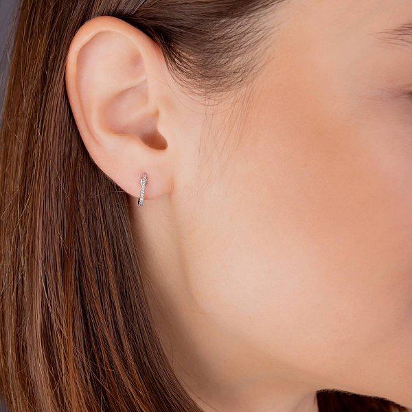 Золотые серьги кольца с бриллиантами (арт. С341351010б) – изображение 2