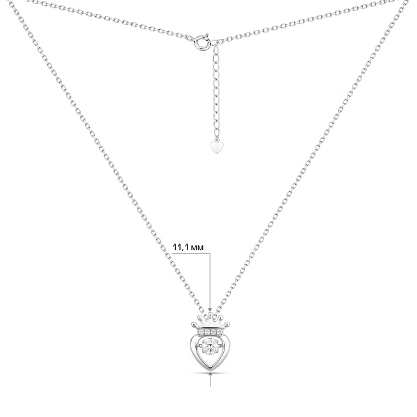 Серебряное колье с подвеской сердце с фианитами (арт. 7507/2718) – изображение 3