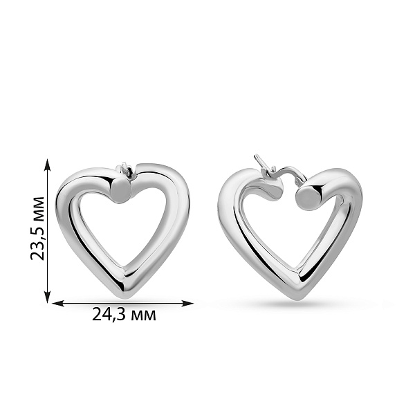 Серьги Francelli из белого золота Сердце без камней (арт. е1091987/20б) – изображение 3