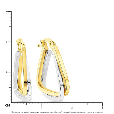 Золотые серьги в желтом и белом цвете металла (арт. 108691жб)