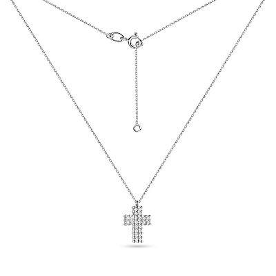 Кольє з білого золота з діамантовим хрестиком (арт. Ц011278030б)