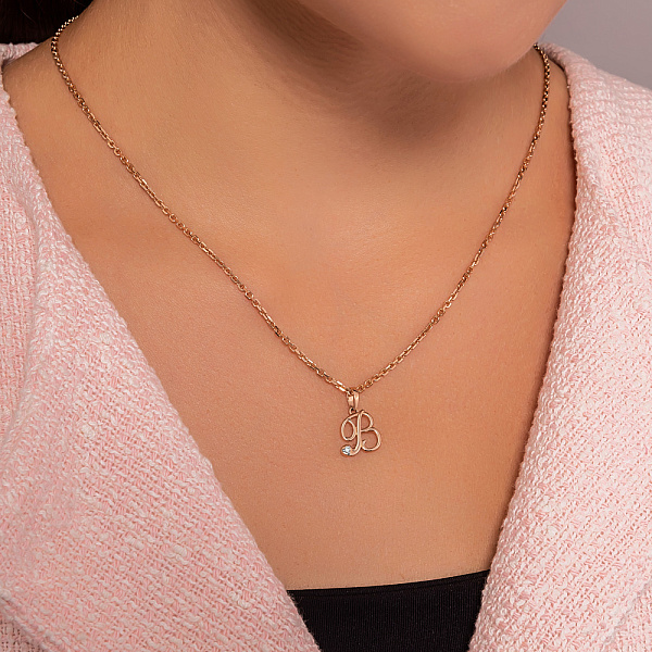 Золотая подвеска Буква В с фианитом (арт. 440623) – изображение 3