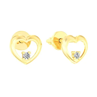 Золоті сережки пусети «Серденька» з фіанітами (арт. 110596ж)