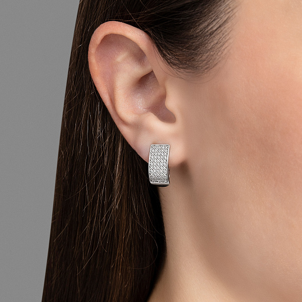 Серьги из белого золота с фианитами (арт. 111900б) – изображение 2