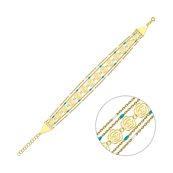 Браслет Francelli из желтого золота с голубой и белого эмалью (арт. 3261042жегб) – изображение 1