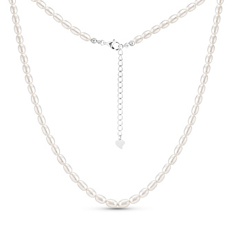 Фото Серебряное колье с жемчугом (арт. 7507/2451жб)