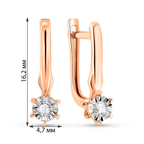 Золоті сережки з діамантами (арт. С011748010) – зображення 2