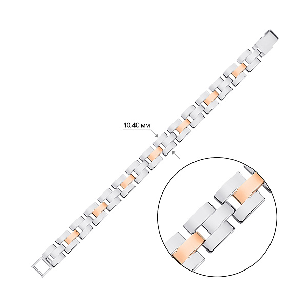 Широкий браслет из серебра с золотыми накладками для мужчин (арт. 7209/444/1брю) – изображение 2