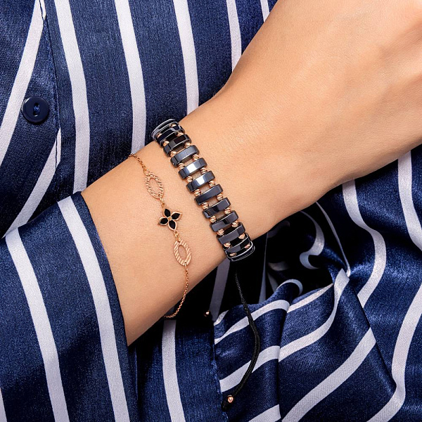 Браслет на нити с гематитом с вставками из красного золота (арт. 324950гмтуа) – изображение 2