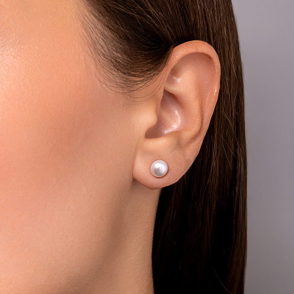 Золотые серьги-пусеты с жемчугом (арт. 110630) – изображение 2