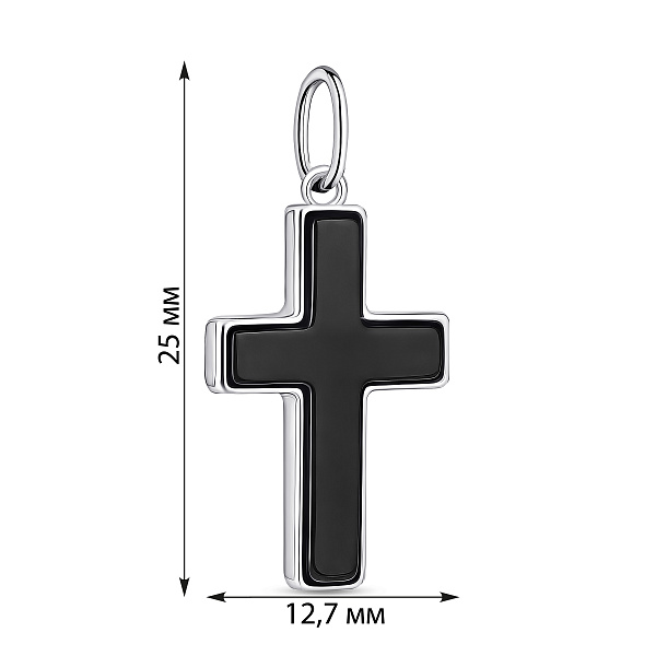 Декоративний срібний хрестик з оніксом (арт. 7503/П2О/108) – зображення 2