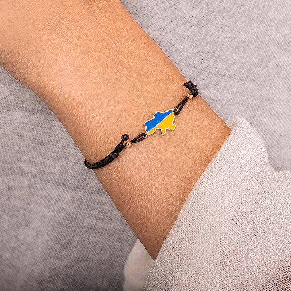 Браслет на шелковой нити "Украина" с золотой вставкой (арт. 340026чесж) – изображение 4