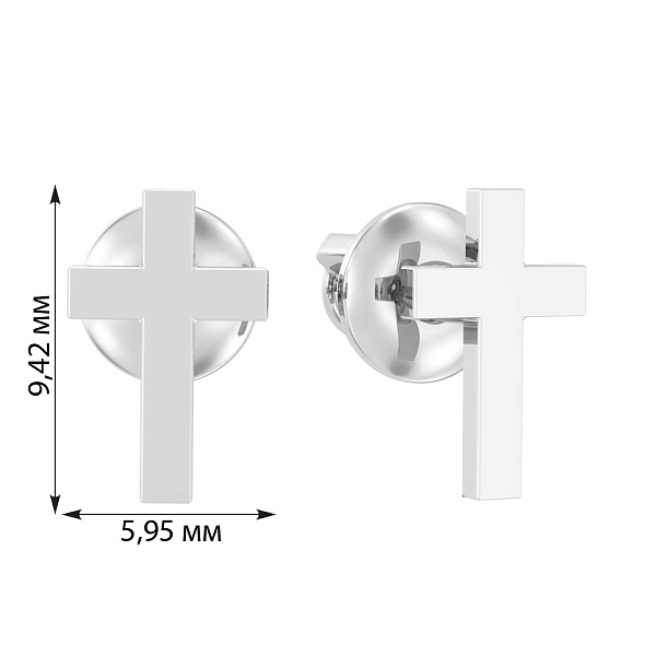Золоті сережки пусети в формі хрестиків (арт. 110472б) – зображення 2