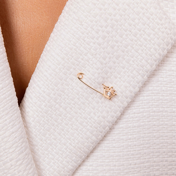 Золотая булавка Корона с фианитом (арт. 360101) – изображение 2