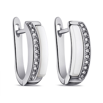 Фото Срібні сережки з керамікою і фіанітами (арт. 7502/С2ФК1/4000)