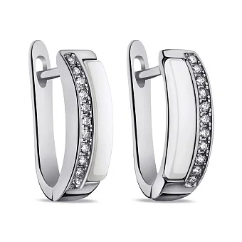 Срібні сережки з керамікою і фіанітами (арт. 7502/С2ФК1/4000)