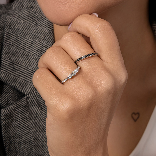 Золотое кольцо в с бриллиантами (арт. К011020015бч) – изображение 4