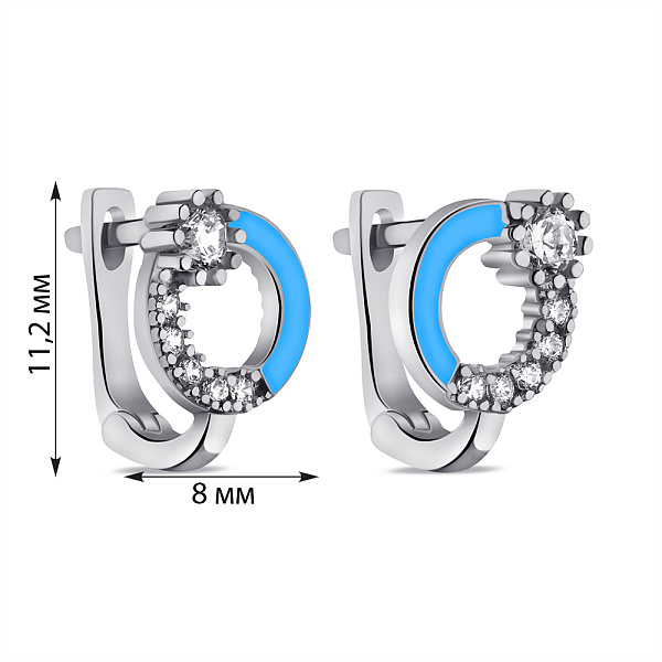 Серебряные детские серьги с эмалью и фианитами (арт. 7502/2888ег) – изображение 2