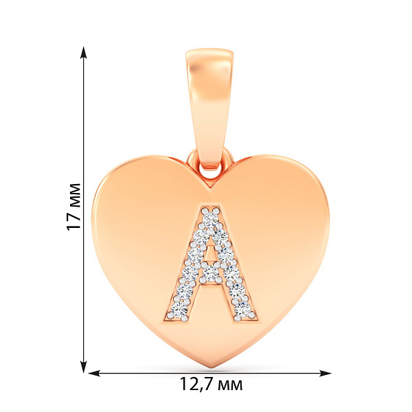 Золотий кулон Літера А з фіанітами  (арт. 440982) – зображення 3