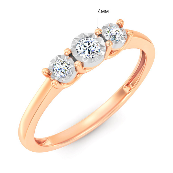 Каблучка з червоного і білого золота з діамантами (арт. К011755010) – зображення 2