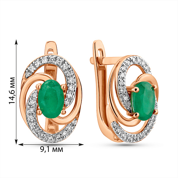 Золотые серьги с изумрудом и бриллиантами (арт. С011050и) – изображение 5