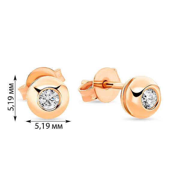 Золоті сережки пусети з діамантом (арт. С041027) – зображення 3