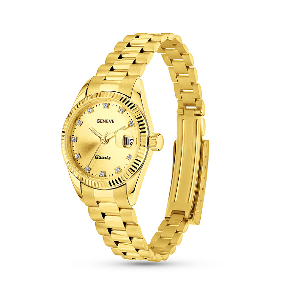 Золотые кварцевые часы с фианитами (арт. 260242жж) – изображение 1