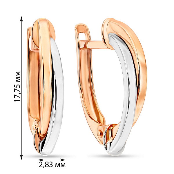 Золоті сережки в комбінованому кольорі металу (арт. 105442кб) – зображення 2