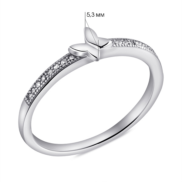 Серебряное кольцо Бабочка с дорожкой из фианитов (арт. 7501/КК2Ф/1097-18) – изображение 2
