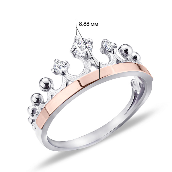 Срібна каблучка «Корона» з фіанітами (арт. 7201/229кп) – зображення 2