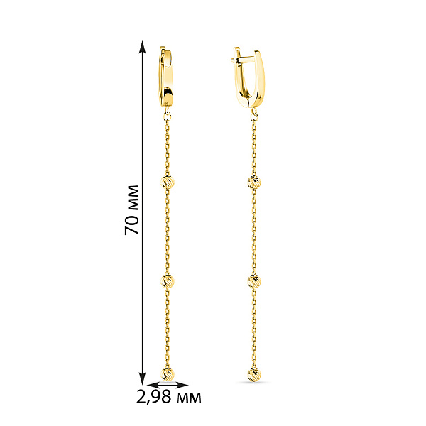 Сережки-підвіски з жовтого золота (арт. 107375ж) – зображення 2