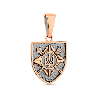 Золотой кулон-оберег Трезубец-Герб Украины для ВСУ (арт. 440909ч)