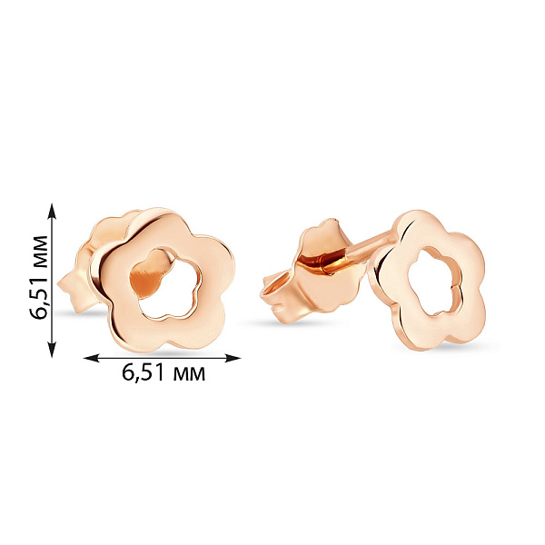 Сережки для дітей «Квіти» з червоного золота (арт. 105225) – зображення 5