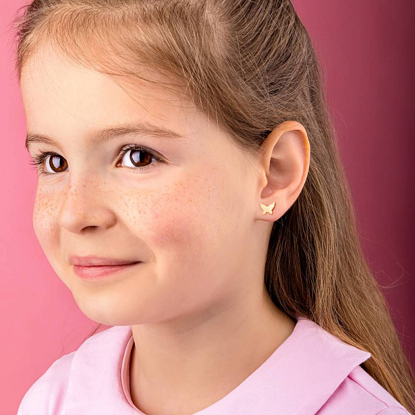 Серьги-пусеты из красного золота «Бабочки» (арт. 105373) – изображение 3